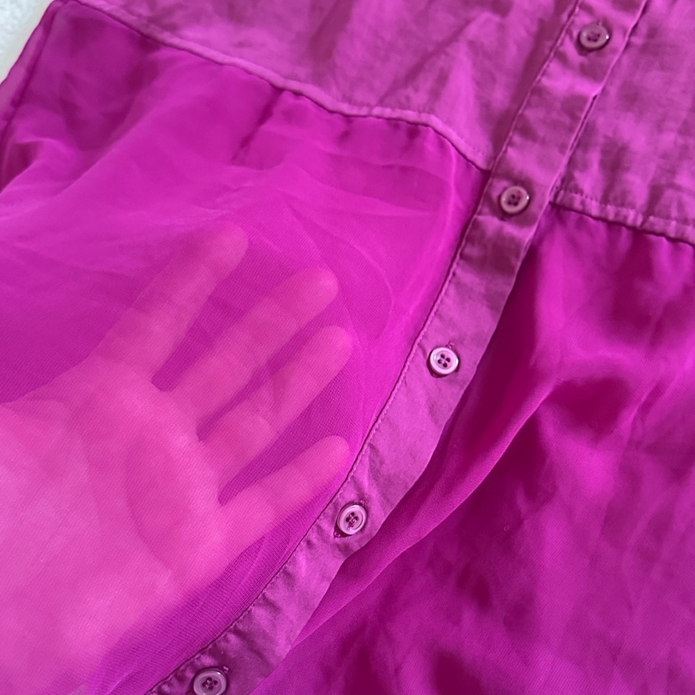 Free People Sheer Magenta Button-Up Blouse - Picture 8 of 11